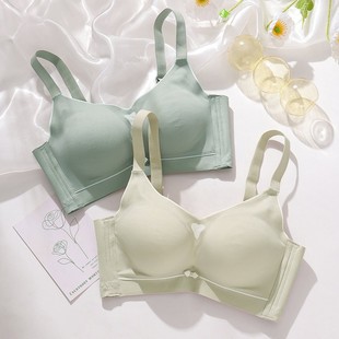 Gap Thickened Small Chest Underwear Women's Non-Magnetic Rings Gathering Simple Bra with Four-Row Buckle