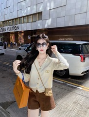 新款韩版领长袖针织开衫女宽松显瘦百搭外穿上衣