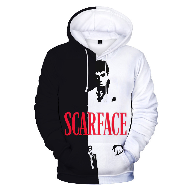 Cross-border e-commerce men's and women's parent-child matching hoodies and sweatshirts with fashionable 3D digital print of Scarface