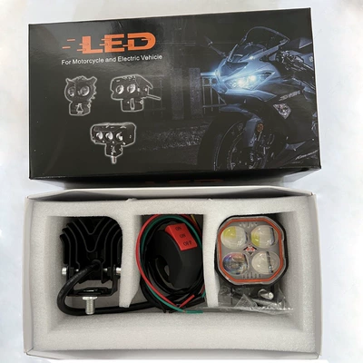 Led Motorcycle Spotlight with Four-Leaf Motorcycle headlights, headlights - four-leaf-clover-pair-2-lights-1-switch-bracket-screws-and-nuts