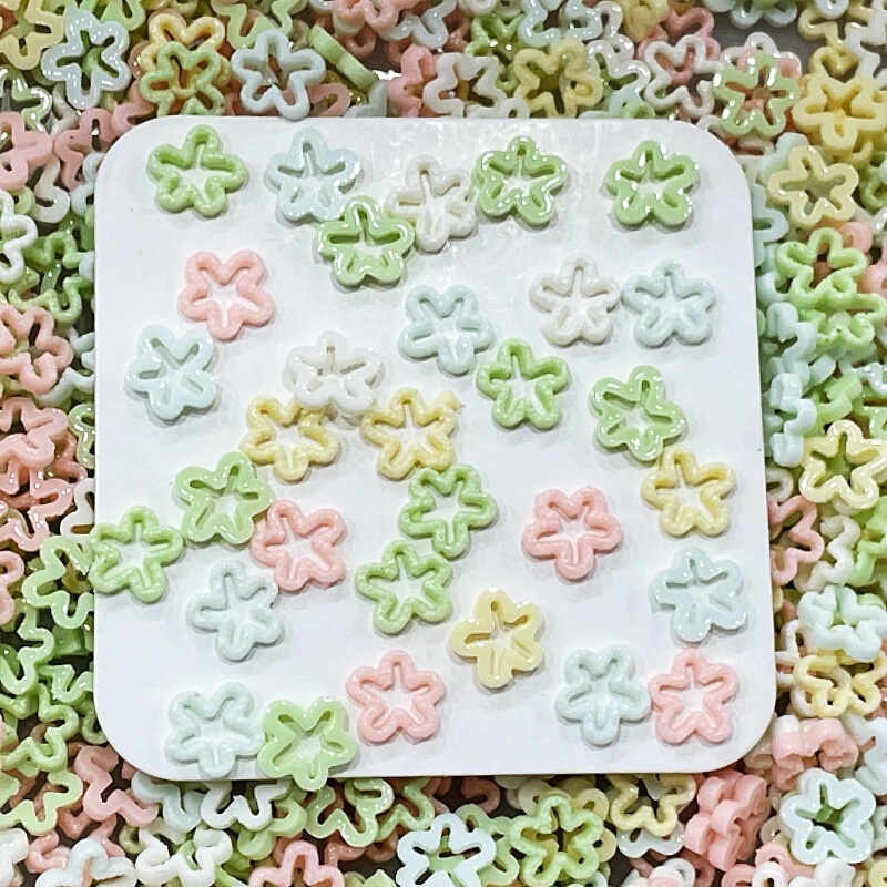 10mm Hollow Flower Electroplated Colorful Ab Aurora Manicure Wearable Nail Bracelet Cute Handbook Flow Hemp Handmade DIY