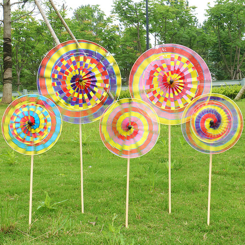 Traditional retro old Beijing colorful double-layer rotating wooden pole windmill children's toys stalls scenic park decorations