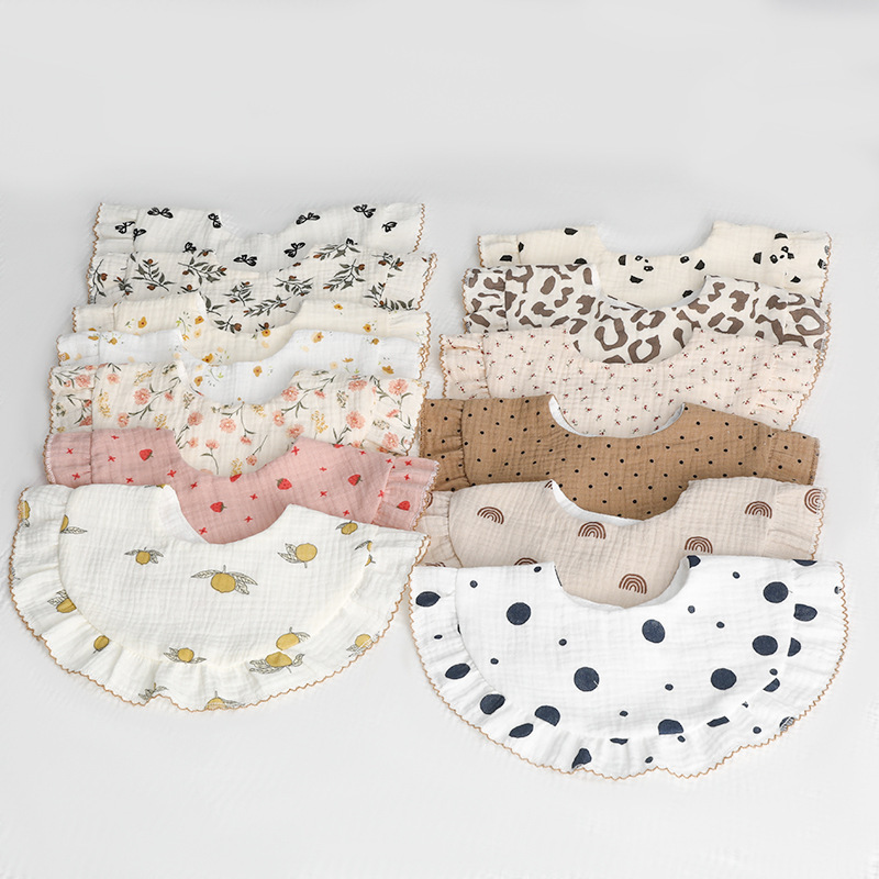 Toalla de saliva de bebé femenino de encaje coreano de verano estilo ins babero de gasa de algodón de clase a bebé babero productos para niños