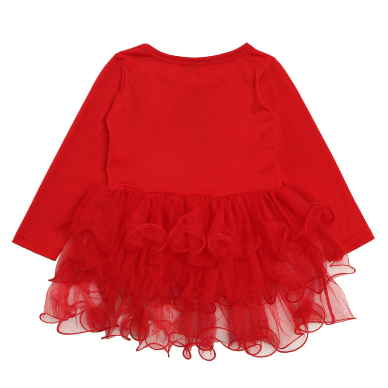 Impression De Bande Dessinée Robe De Noël Rouge À Manches Longues Pour Enfants En Gros Nihaojewelry display picture 5