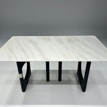 皇家芬底白奢石方桌餐台轻奢极简系列大理石方形餐桌台面工厂批发
