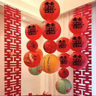 结婚红色喜字灯笼中式囍字婚礼树挂摆件新娘拍照道具婚房布置装饰