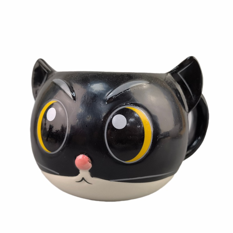 Estrictamente seleccionado transfronterizo pequeño gato negro taza película de dibujos animados lindo Taza de cerámica café pareja taza de agua gato negro taza de Sheriff