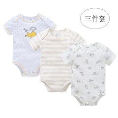 Cross-border new baby onesie set with cartoon prints for boys and girls, factory-made baby outfit with pants