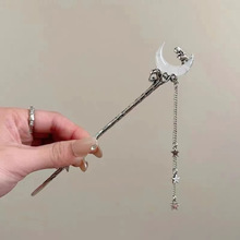 古风玉兔望月发簪新中式银簪高级感流苏步摇簪子盘发发饰头饰发钗