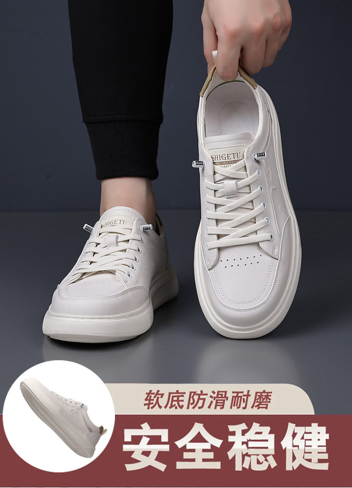 Giày lười nam da bò lớp đầu, sneaker casual da thật dễ phối đồ, gót thấp 1–3 cm — Màu trắng, màu đen chi tiết 7