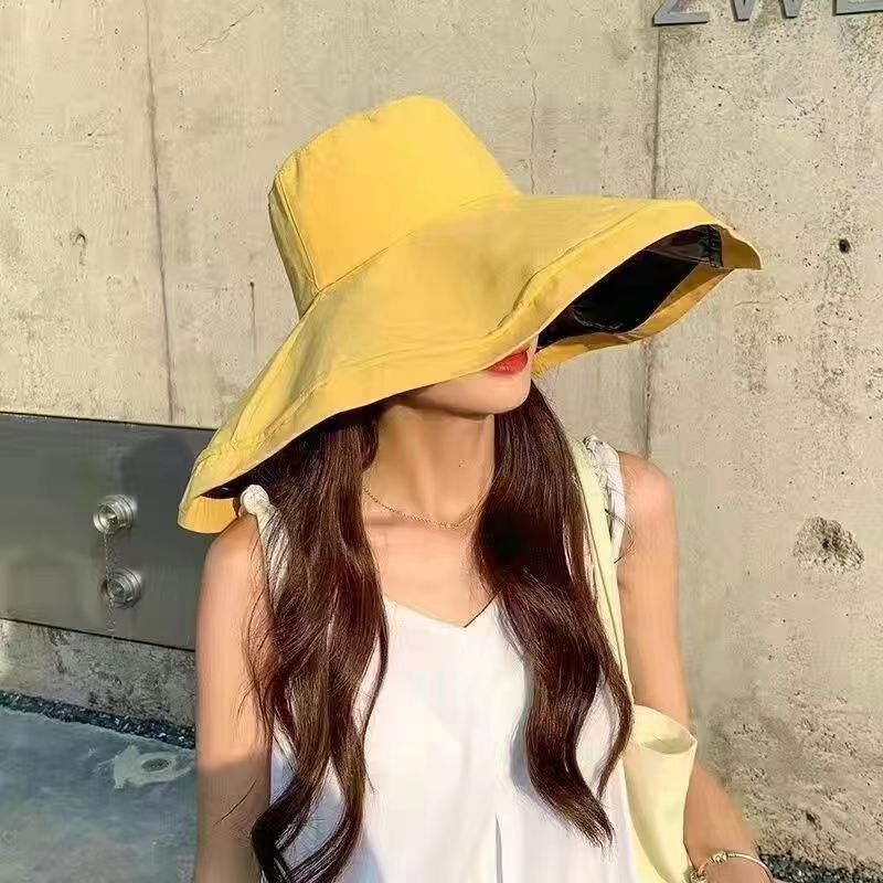 特大つば日焼け止め帽子海辺抗 UV upf50 + 日よけ帽子折りたたみビニール漁師帽子女性用|undefined