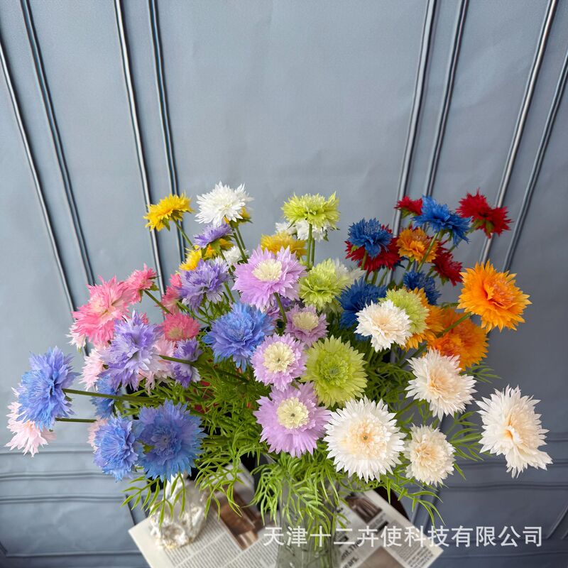 仿真花假花5头矢车菊桌面摆件ins风拍照道具批发跨境家居装饰花束|undefined