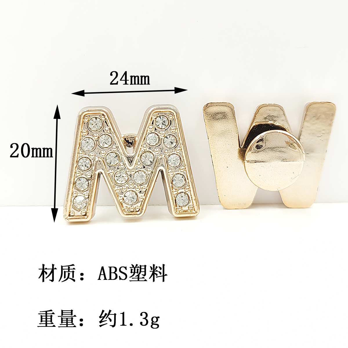 #11-F3244-다이아몬드 M 문자 24x20mm-플라스틱 일체형 I-버클/피스