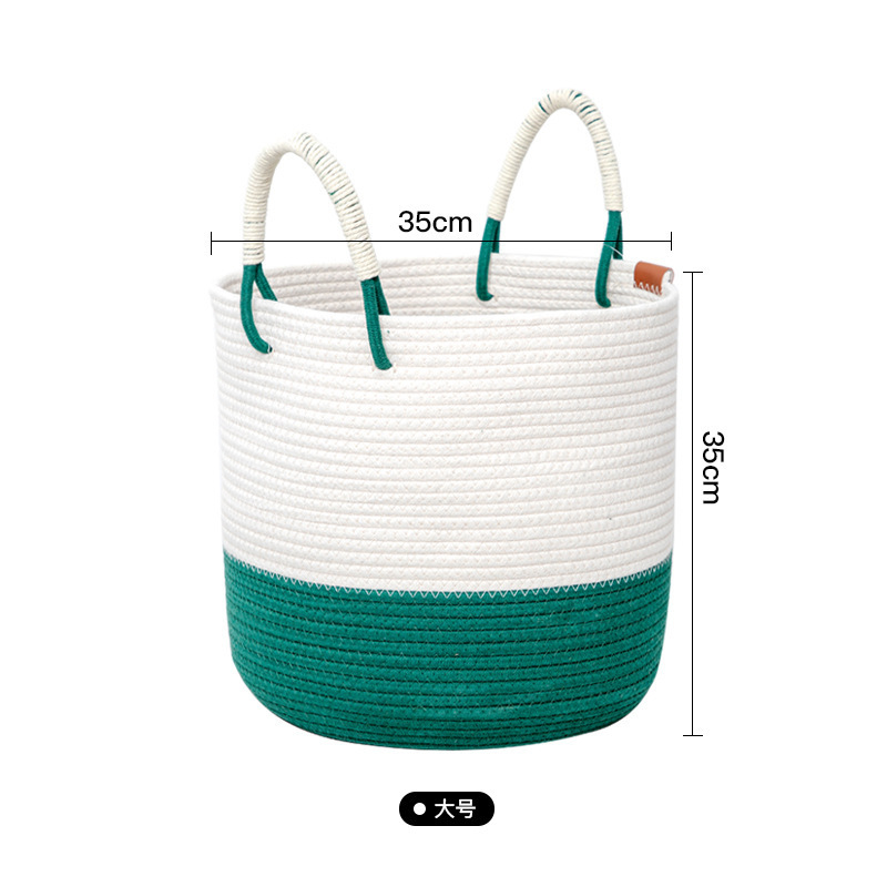 Cesta de almacenamiento tejida con cuerda de algodón, barril de almacenamiento, juguetes de mesa, artículos diversos, canasta de ropa sucia, canasta de lavandería, caja de almacenamiento