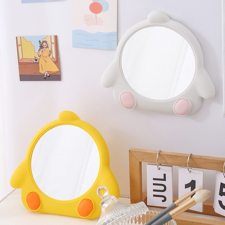 Espejo de maquillaje de plástico con diseño de pollito, espejo de dibujos animados para escritorio, espejo de pared para baño, espejo de tocador con diseño de gallina para dormitorio
