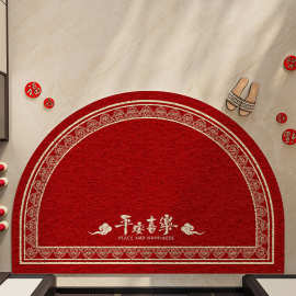 新年半圆丝圈地垫乔迁耐磨红门垫进门刮沙蹭土除尘脚垫入户门地垫