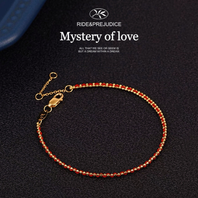 23-year-old French Red Rope Bracelet Women's Gold-plated Niche High-end Light Luxury All-match Couple Bracelet Trade