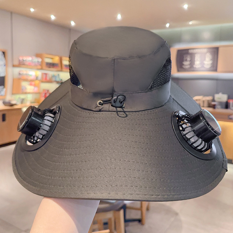 スポット迷彩ソーラーダブルファンキャップ強風漁師帽子夏の屋外登山釣り太陽の帽子|undefined