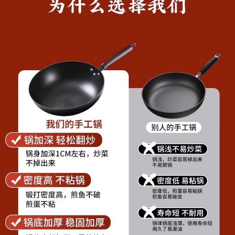 炒め物鍋章丘の炒め物鍋は鍋にくっつかない家庭用電磁ストーブ専用の伝統的なフラッグシップ鉄鍋はコーティングされていない|undefined