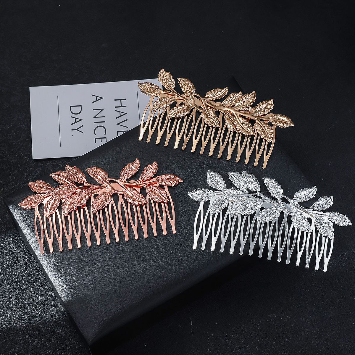 Nuevo peine de hoja transfronterizo, peine de inserción, tocado de novia, accesorios para el cabello, fuente de Amazon, accesorios para el cabello, pequeños regalos