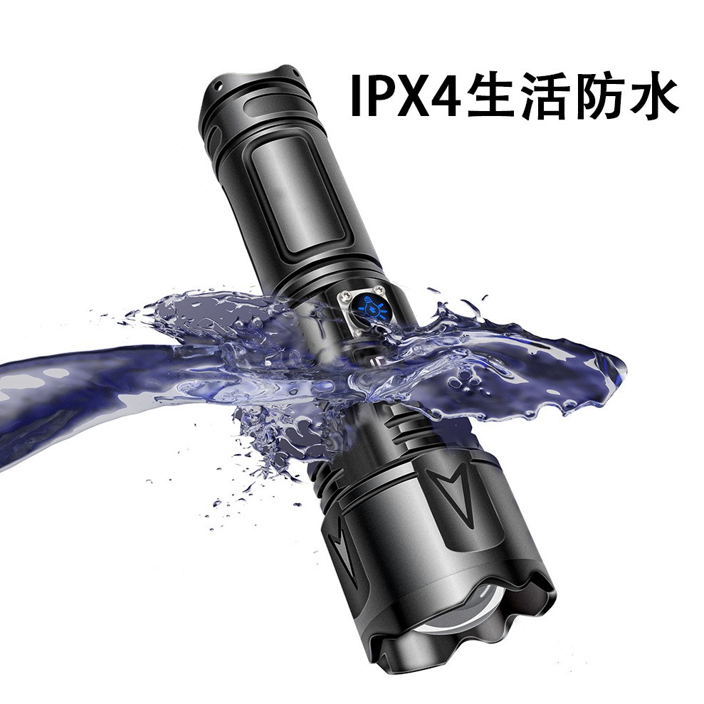 Láser blanco transfronterizo linterna de tiro largo pantalla digital luz fuerte carga al aire libre linterna táctica súper brillante zoom tiro largo