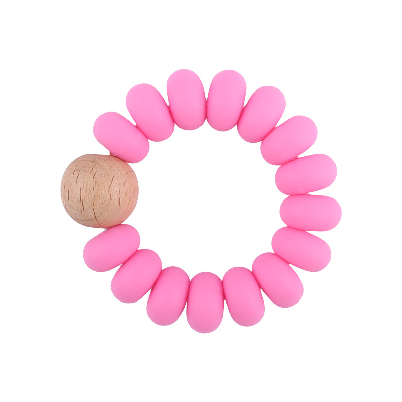 Nuevo bebé suministros granos planos espaciador creativo bebé silicona mordedura haya molar pulsera mordedor juguete