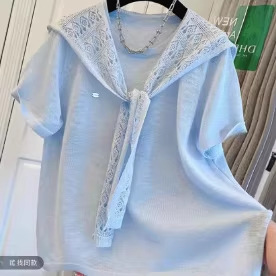 French-Style Chic Shawl Knit T-Shirt for Women 2025 New Trendy Youthful Versatile Short-Sleeve Top French-Style Chic Shawl Knit T-Shirt for Women 2025 New Trendy Youthful Versatile Short-Sleeve Top
