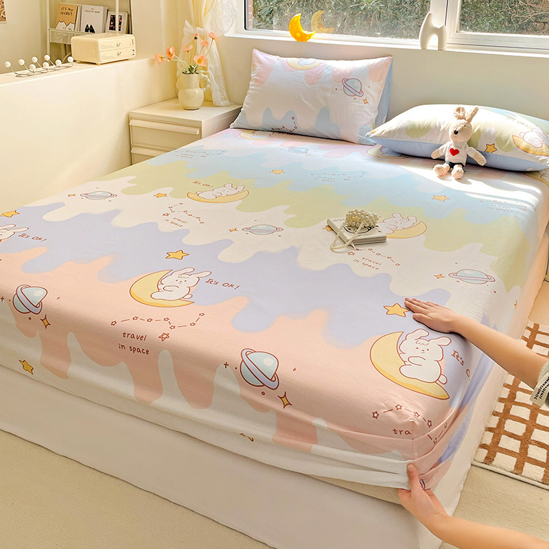 Nuevo estilo de sábana de algodón de una sola pieza de algodón colchón protector funda de cama sábana funda de cama de tres piezas verano 2024 nuevo estilo