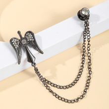 欧美时尚男士胸针天使翅膀流苏水钻胸花个性外套西服配饰徽章