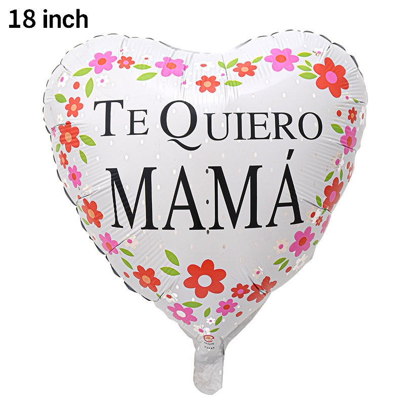 Película de aluminio de globo español en forma de corazón de 18 pulgadas Transfronterizo nuevo Día DE LA Madre occidental atmósfera globo arreglo papel de aluminio