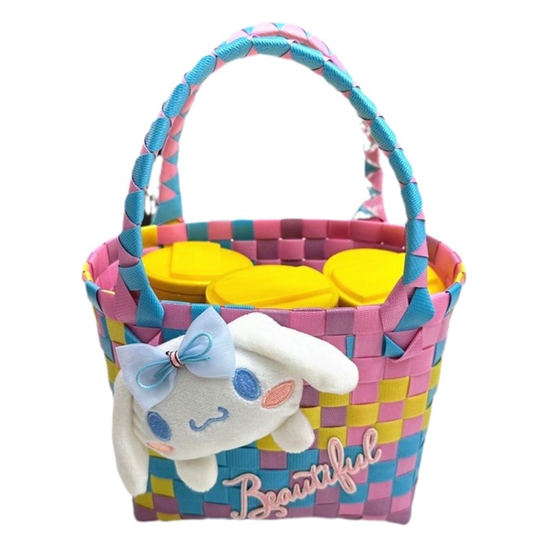 New plastic woven bag small square bag women's handbag hand gift basket children's bag