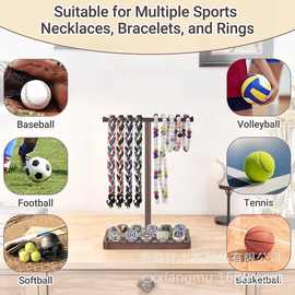 跨境木制棒球垒球戒指支架桌面手链饰品架木质冠军奖牌戒指展示架