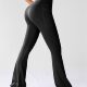 TK Amazon Hot Sale High Waist Hip Pocket Pants Casual Sports Flared Pants Slim Fit Outdoor Fitness Yoga Pants Women