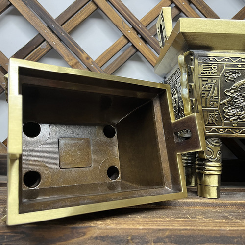 Copper tripod ornaments pure brass tripod square tripod treasure tripod brass tripod type incense burner home office ornaments