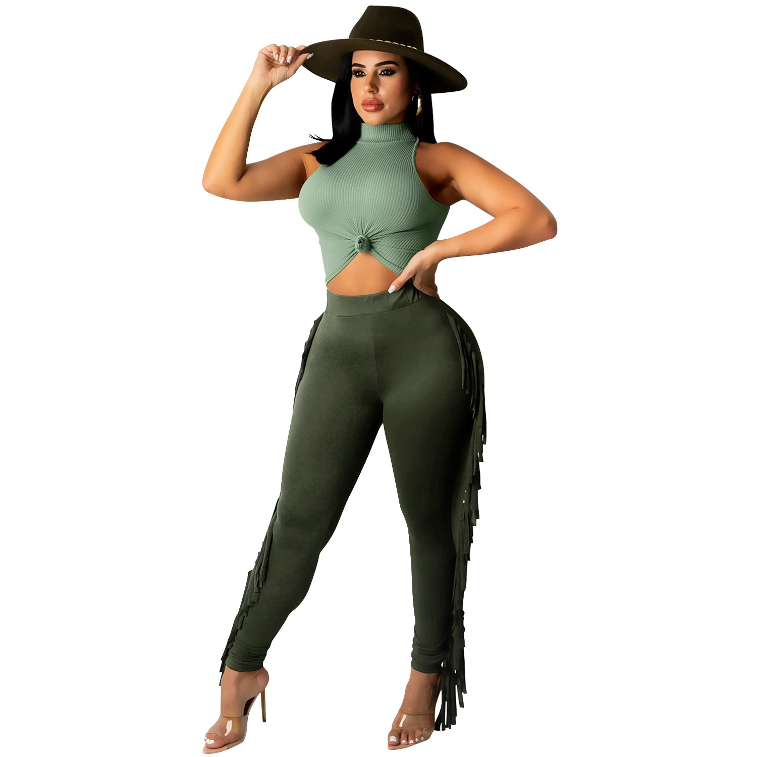 C5369 precio especial sin reembolso sin cambio de ropa de moda transfronteriza con cuidado, chaleco sin mangas, pantalones largos de dos piezas