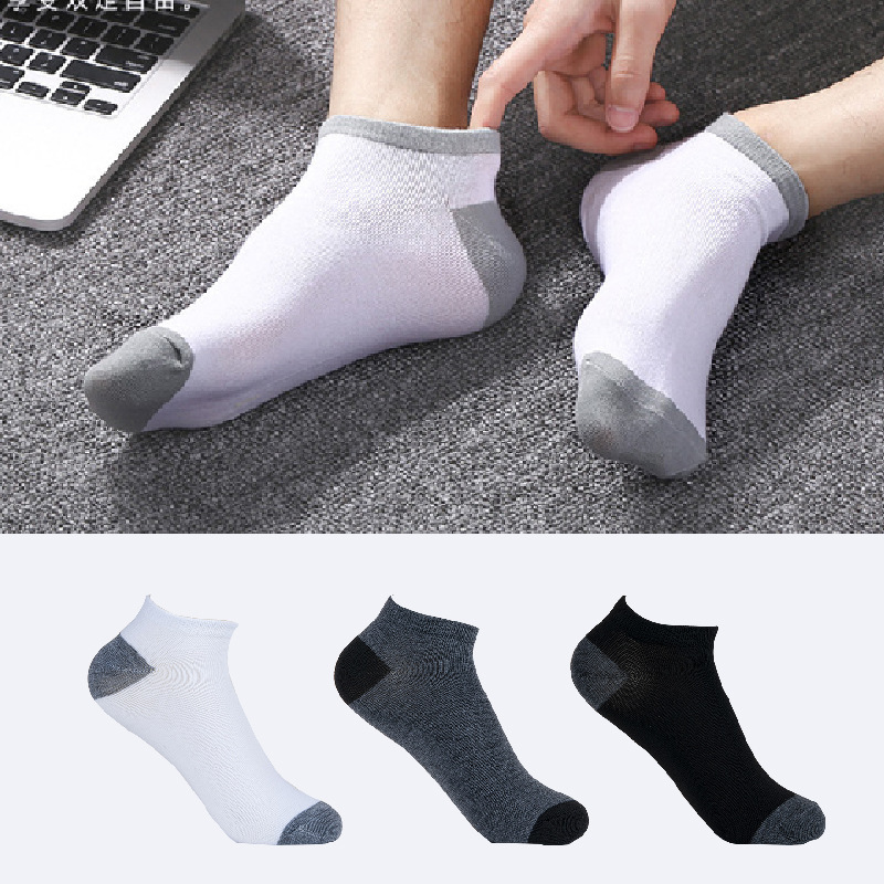 Free shipping wholesale men's color matching boat socks spring and summer dynamic trend wear breathable polyester cotton naked socks bulk factory direct batch