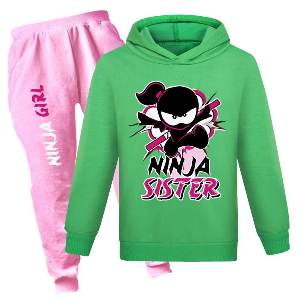 Ninja Kidz Vår Höst Mode Fritidskläder Pojkar och flickor Tröja+Casual Byxor Set_voghion.com