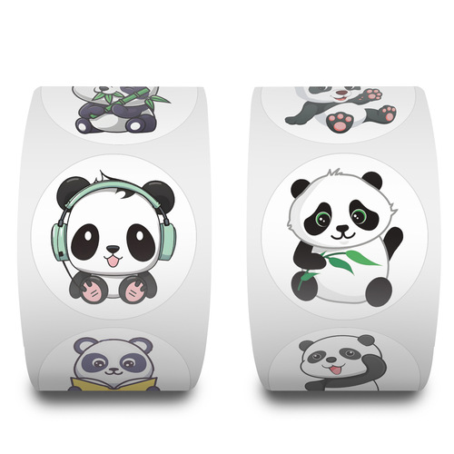 500张新型贴纸卷卷贴可爱熊猫涂鸦贴纸汽车行李箱水杯卷卷贴批发