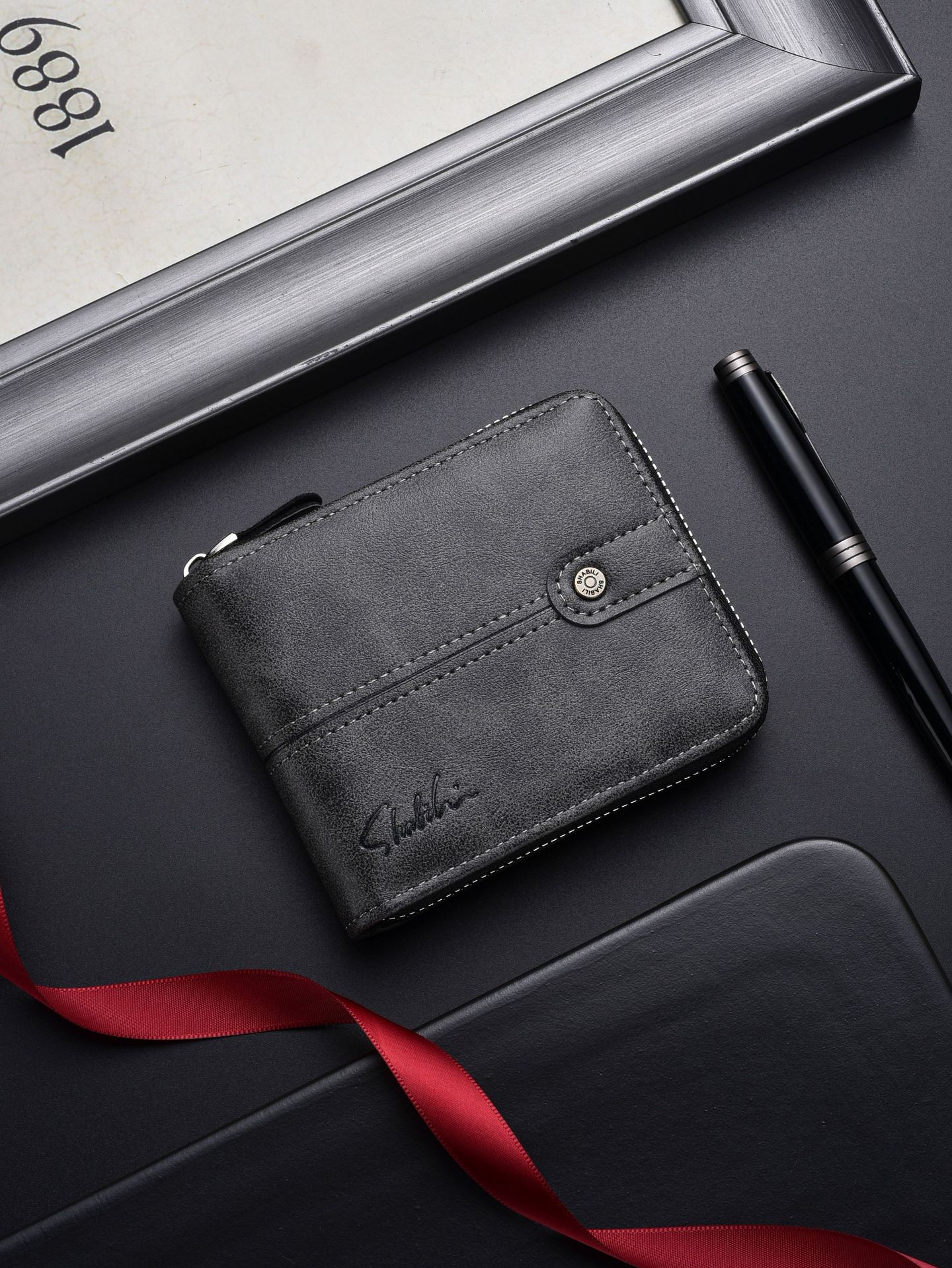 polyurethane short casual retro capacious wallet with zipper