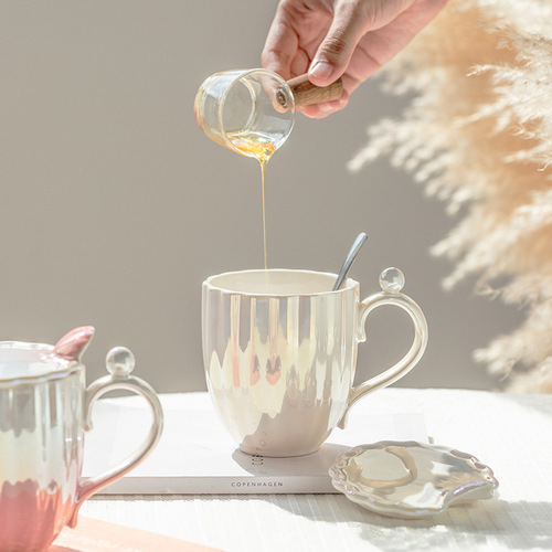 Mug ins cup ceramic cup with lid spoon high-value gift office water cup couple coffee cup wholesale