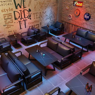Cabin Industrial Style Bar Table and Chair Clear Bar Music Bar Barbecue Shop Cafe Bistro Iron Commercial Sofa
