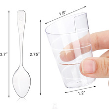 60ml现货2OZ迷你甜点杯带勺透明塑料杯果冻杯品尝派对螺旋杯带勺