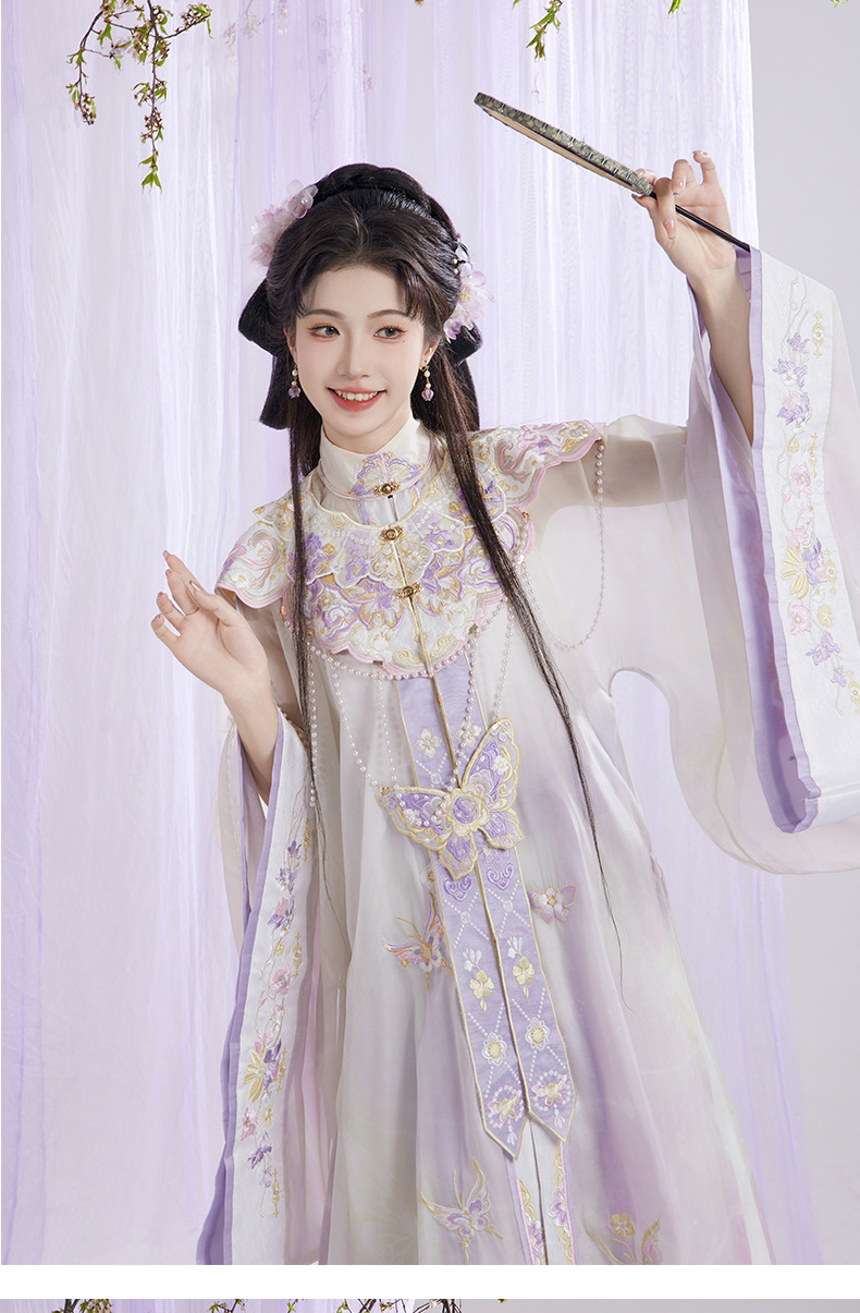 玉术【栩栩】汉服明制立领长衫云肩齐腰马面裙重工刺绣簪花春夏款-阿里巴巴