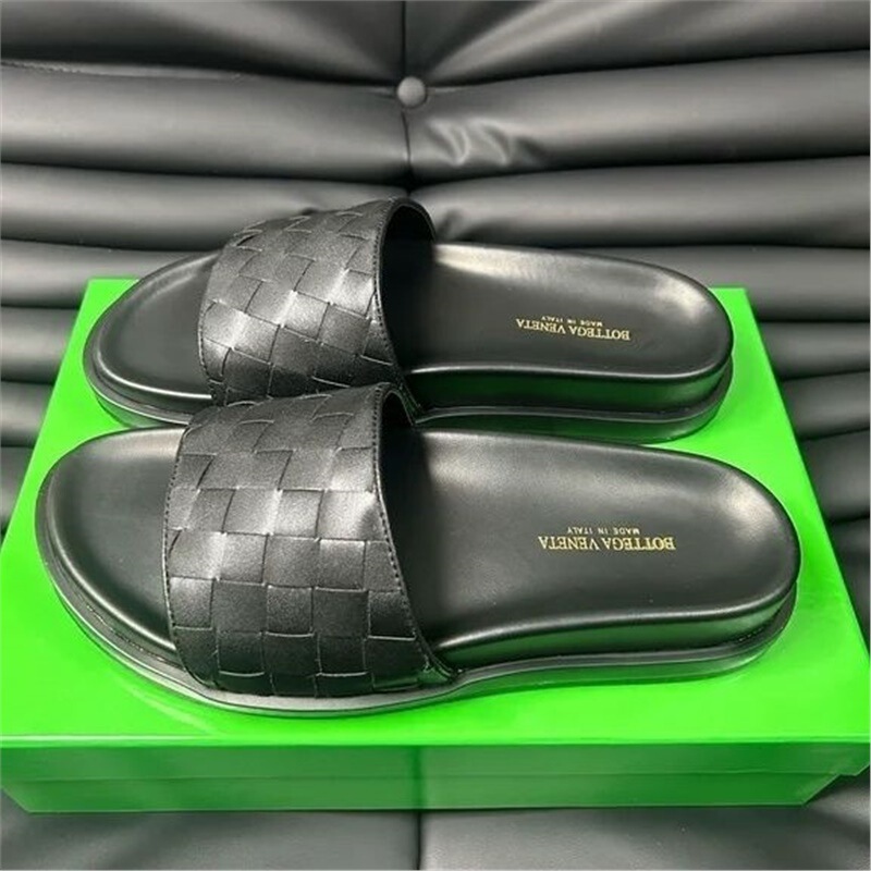 European Bv Summer New Genuine Leather Woven Slippers Fashion Flip-Flops Slip-Resistant Sandals Casual Shoes