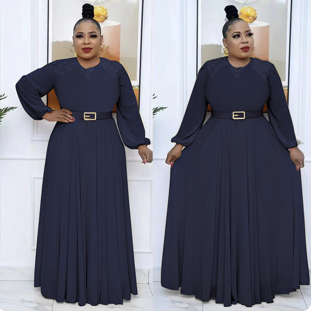 Women's Clothing fashion temperament commuting high waist slimming loose solid color dress _voghion.com