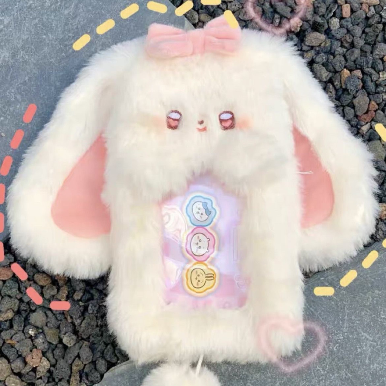 Animal encantador conejo de peluche tarjeta de fotos tarjeta pequeña tarjeta de comida tarjeta de exhibición de colgante cubierta de bebé