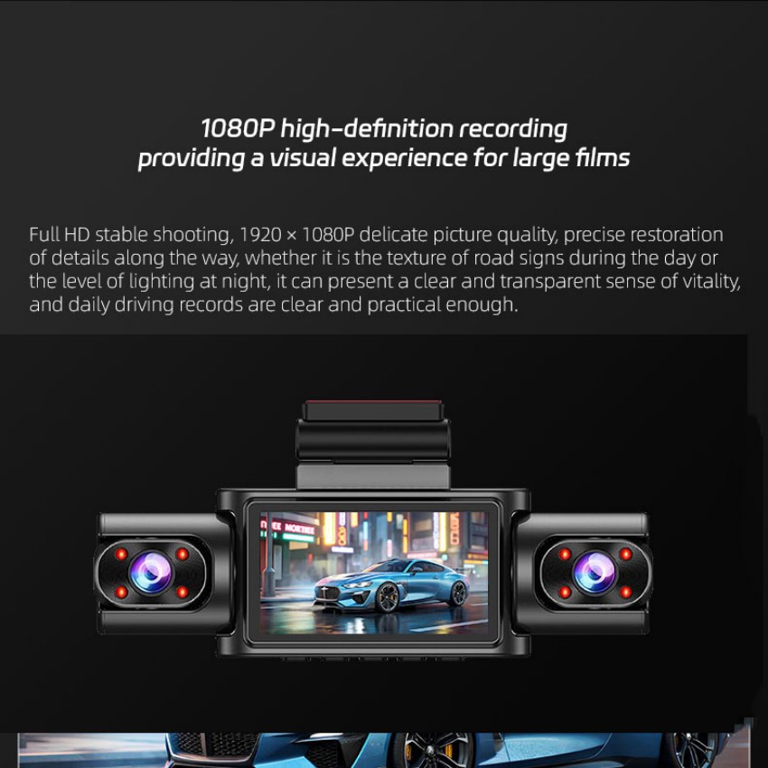 Hot-selling foreign trade product: Three-channel dashcam with wide-angle parking monitoring, suitable for ride-hailing vehicles, available for wholesale