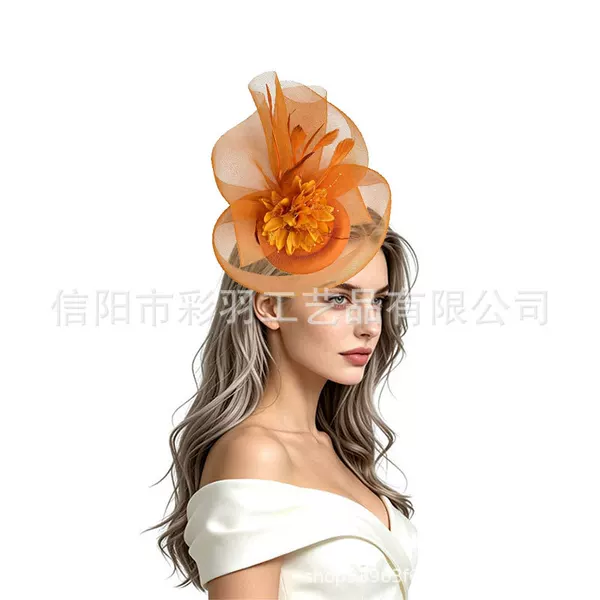 Cross-border Amazon best-selling headpiece, feather flower, vintage horse racing festival, banquet, bridal headwear, hat, and hair accessories