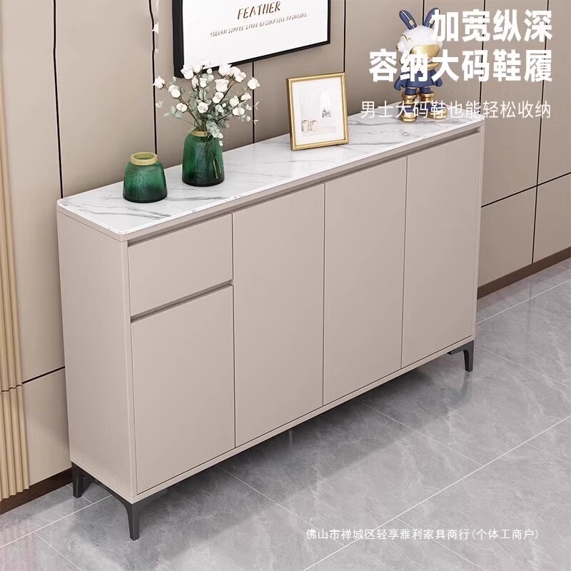 家用鞋柜岩板台面走廊实木收纳柜门口入户鞋柜落地式现代简约柜子|undefined