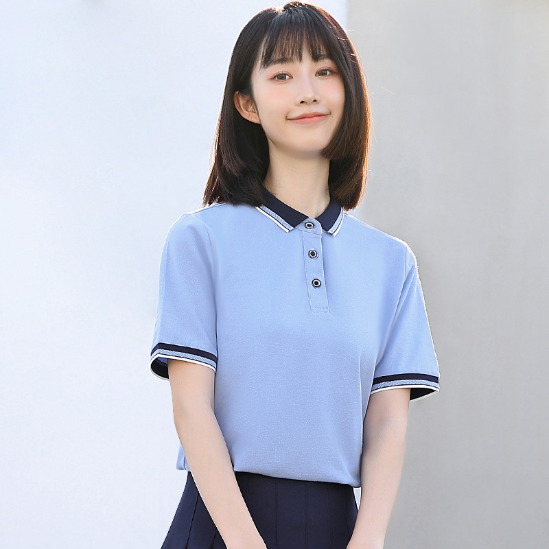 半袖poloシャツをめくってロゴを印刷する作業服刺繍文化純綿工装幼師園服班服|undefined